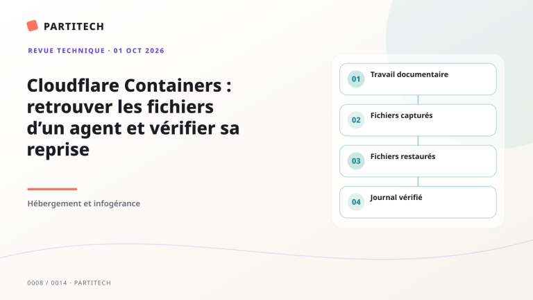 Cloudflare Containers : retrouver les fichiers d’un agent et vérifier sa reprise